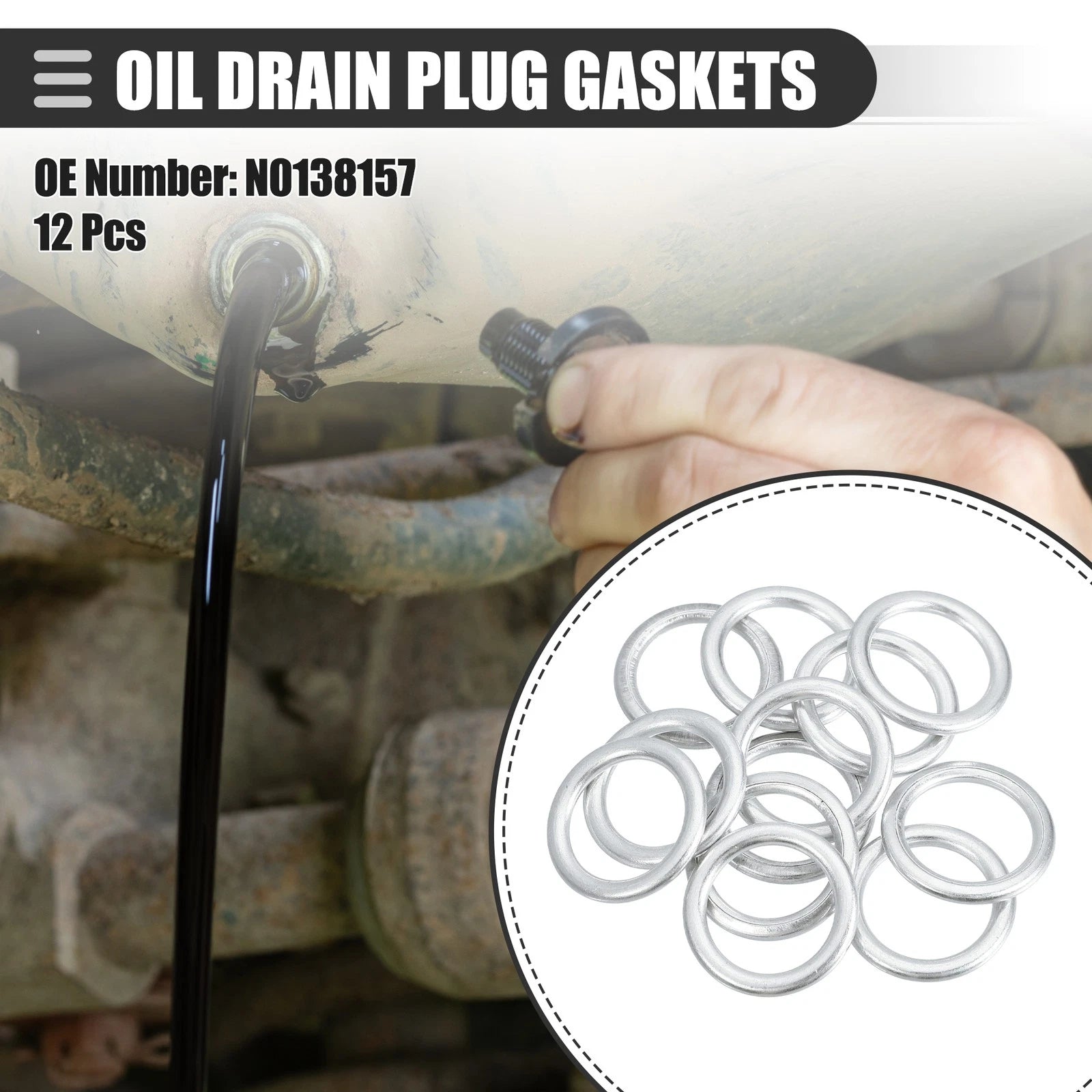 Oil Drain Plug Gasket Set (12 Pcs) Replacement for Audi A3 (2009–2013)