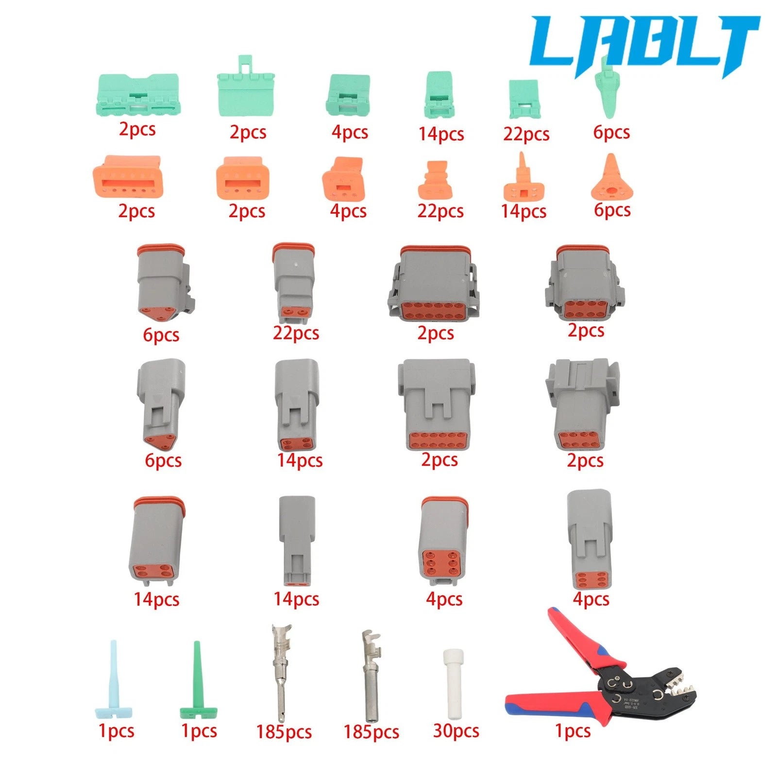 2X DT Connector Kits 2-12 Pin for LABLT (Size 16 Solid Contacts)