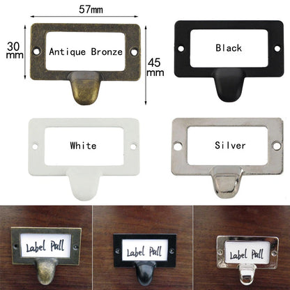 6/12Pcs Vintage Drawer Cabinet Frame Label Tag Pull File Card Holder Hardware