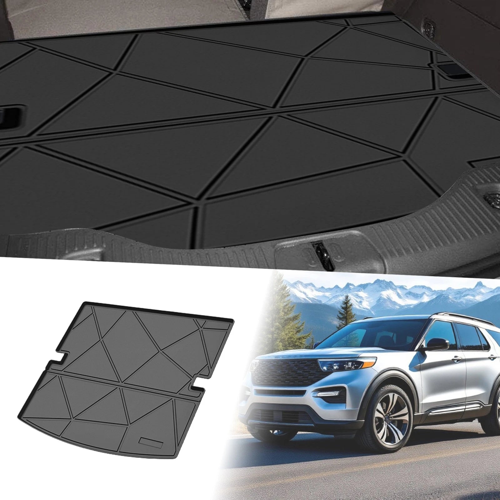 Flat Face Cargo Liner Rear Trunk Mat for Ford Explorer (2020–2022) TPE
