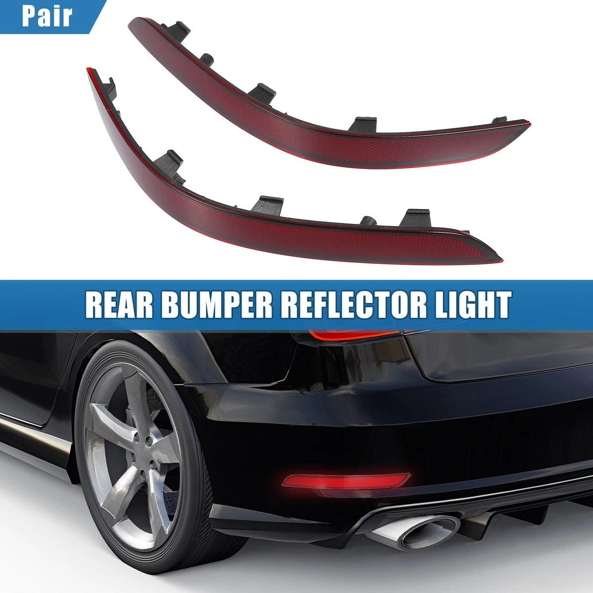 Rear Bumper Reflector Light for Mercedes-Benz ABS Red Black (1 Pair)