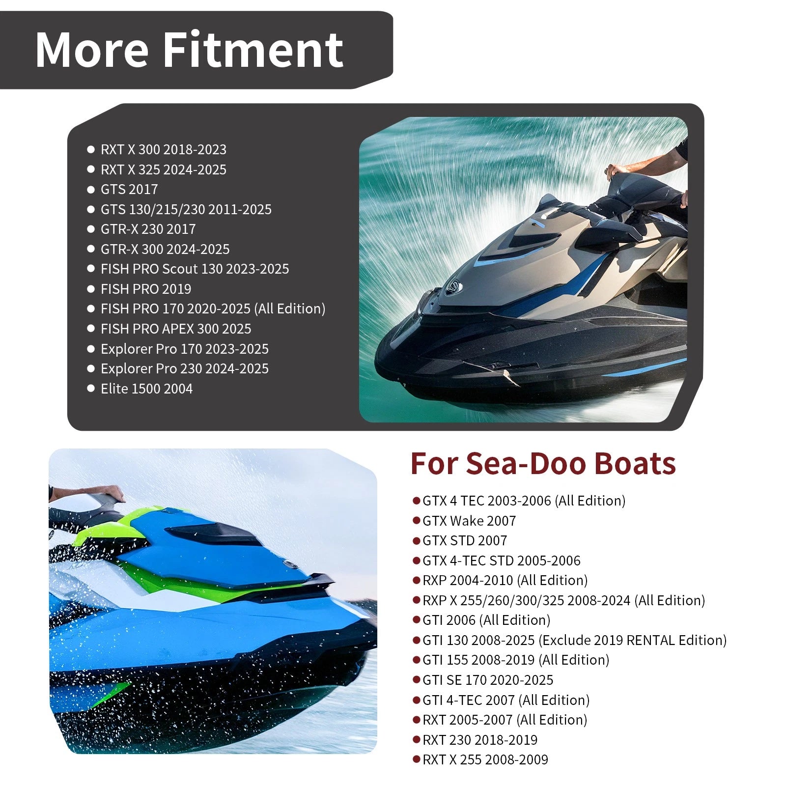 Front & Rear Engine Motor Mounts Kit for Sea Doo Wake 155 (2008–2018) 270000690