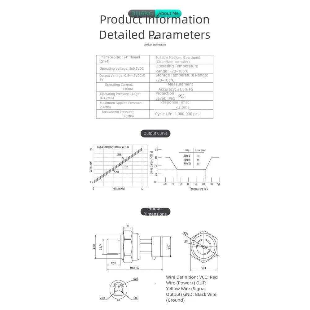 Water Pressure Transmitter 5V Stainless Steel for Industrial Systems