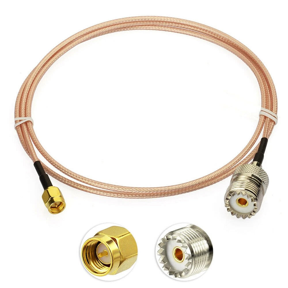 3.2ft RG316 Copper Cable Cord + 2 SMA UHF Adapters for Baofeng Radio