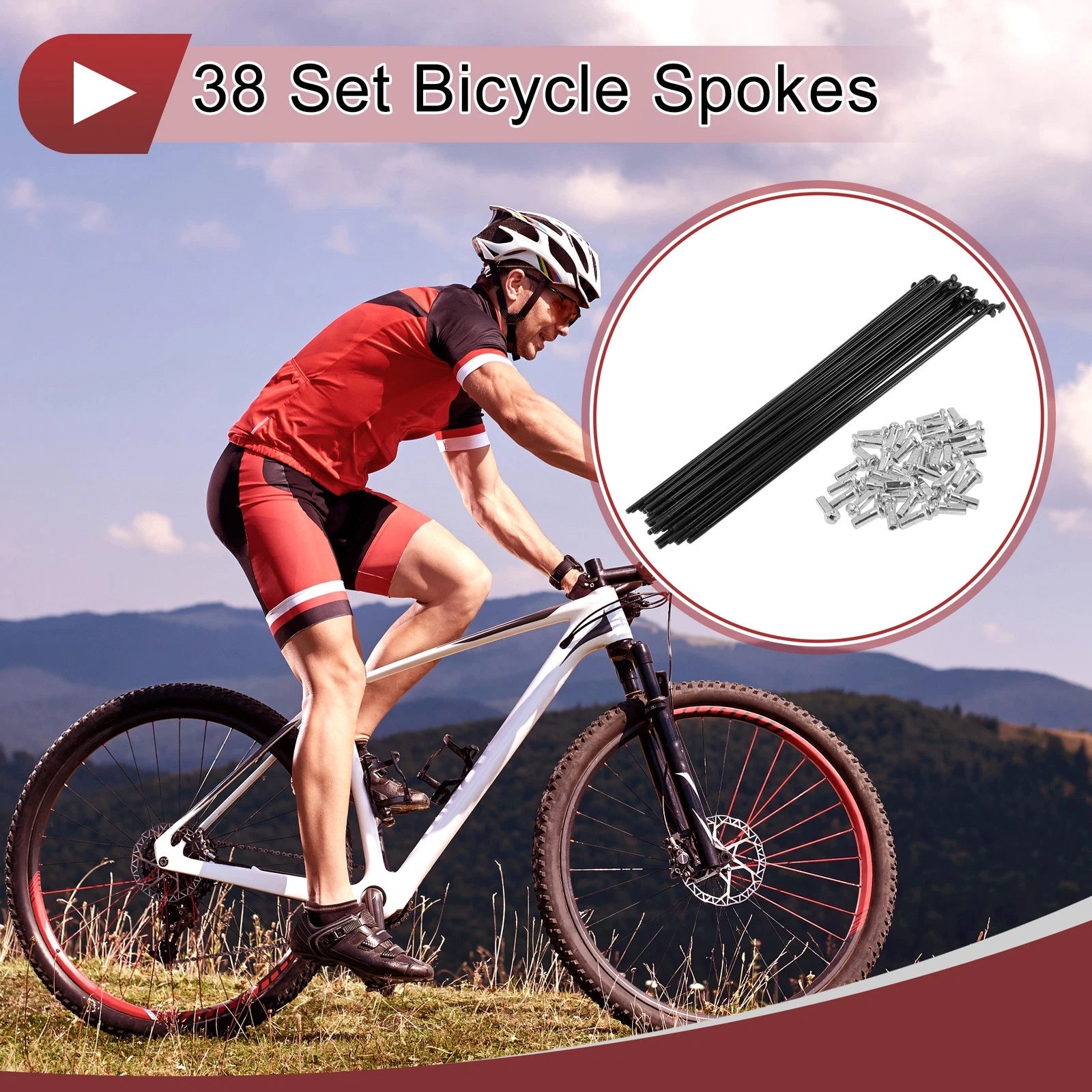 14G Bicycle Wheel Spokes Carbon Steel 181 mm Replacement Set for Universal (—–—)