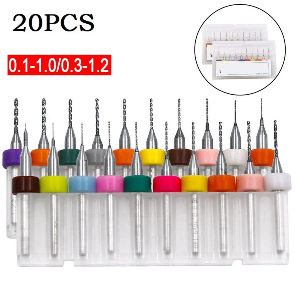 Set of 20 PCB Drill Bits 3.175mm for Engraving (Colorful)