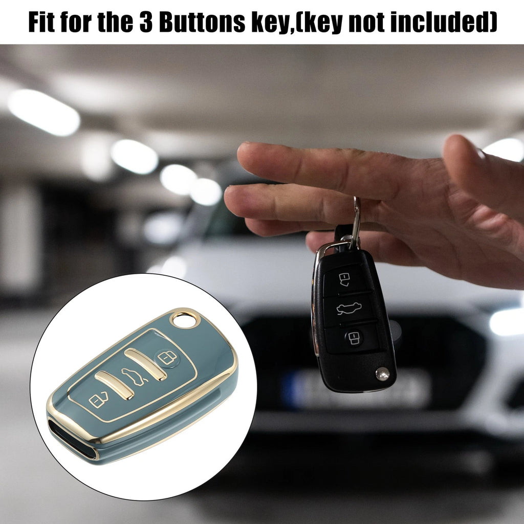 TPU Button Remote Key Fob Case Cover for Audi 3-Button (2010–2018)