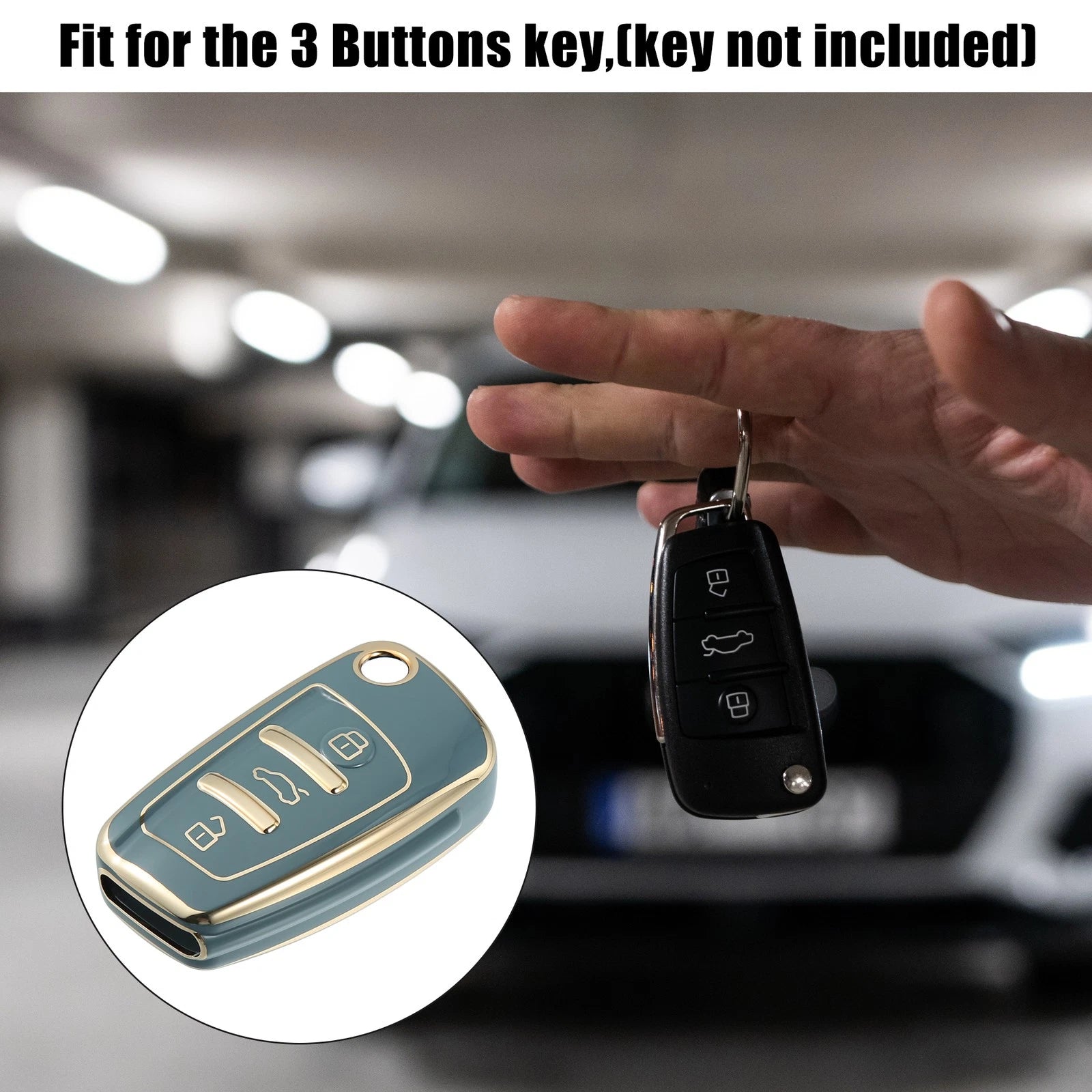TPU Button Remote Key Fob Case Cover for Audi 3-Button (2010–2018)