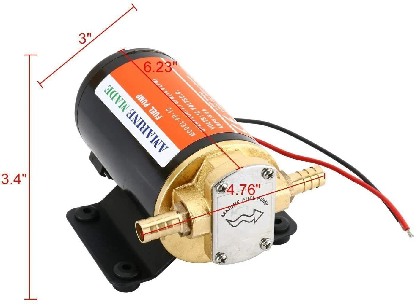 12V Self Priming Impeller Gear Pump for Diesel Fuel Transfer (3.2 GPM)