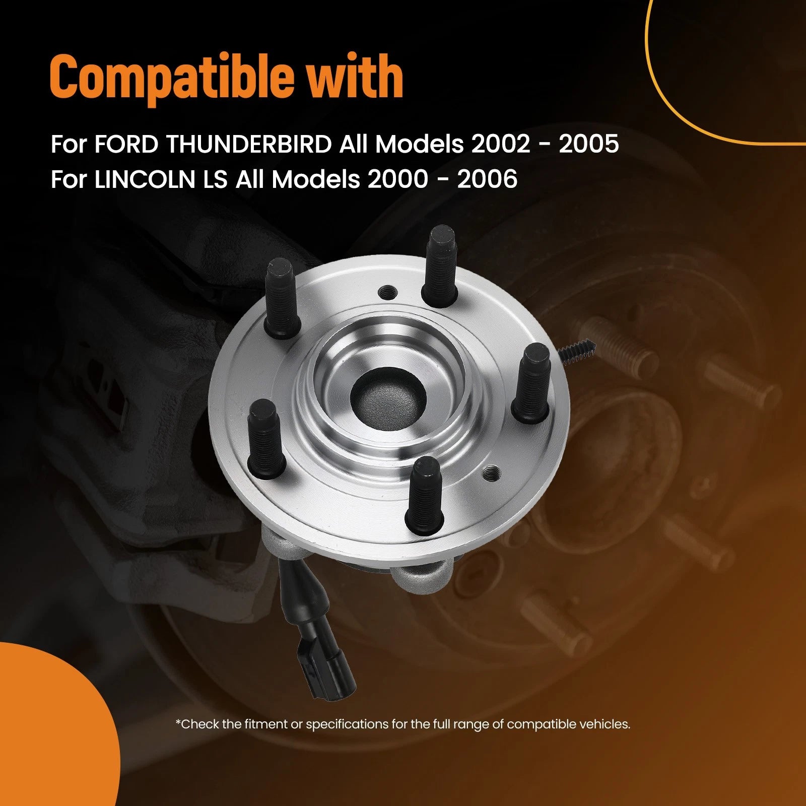 2pc Front Wheel Hub & Bearing for Ford Thunderbird (2002–2005) 5W432B663BB