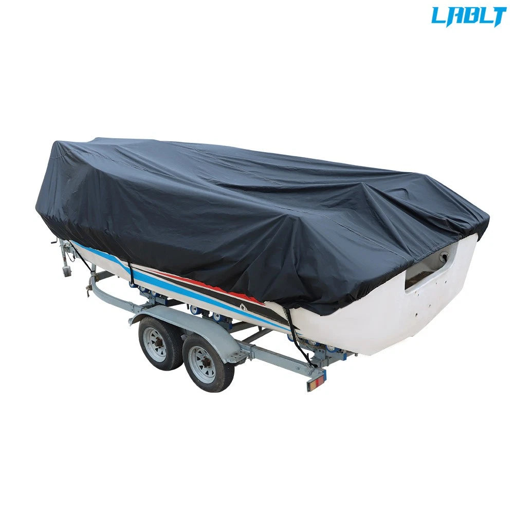 Boat Cover for 17-19ft V-Hull Runabouts (Trailerable, Black)