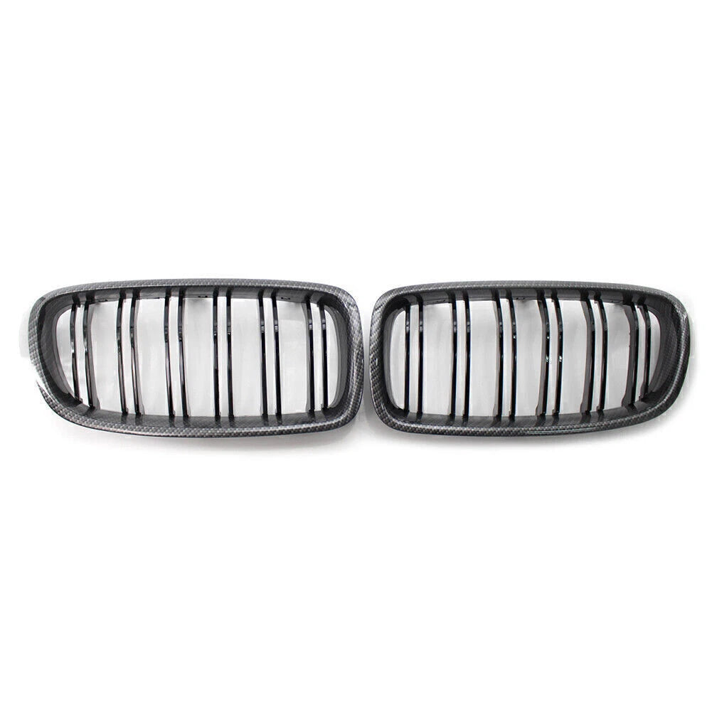 2X Front Grille Kidney for BMW 3 Series F30 (2012–2018) Carbon Fiber Black