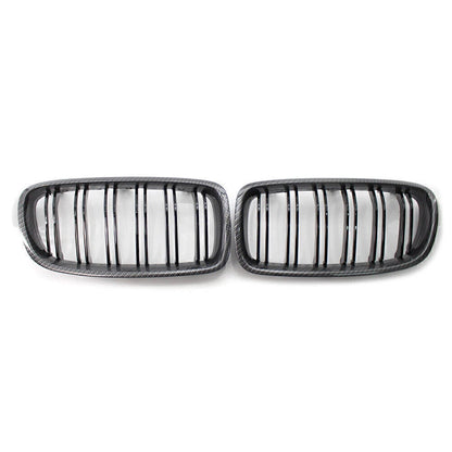 2X Front Grille Kidney for BMW 3 Series F30 (2012–2018) Carbon Fiber Black