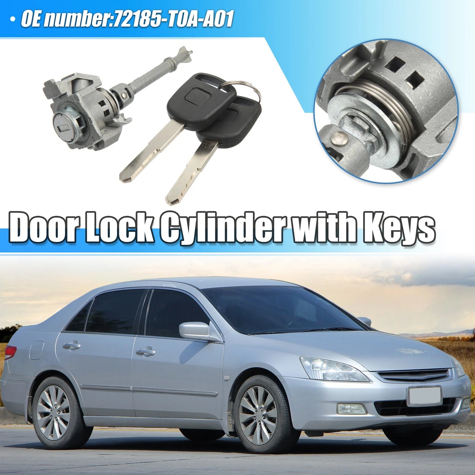 Door Lock Cylinder Kit with 2 Keys for Honda CRV (2012–2016)