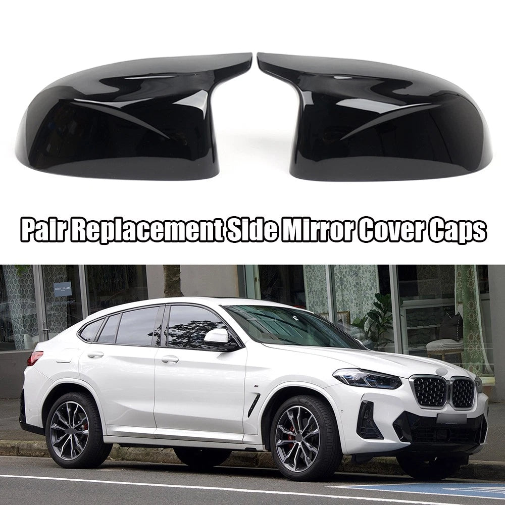 Horn Style Black Side Mirror Cover Caps for BMW X3 G01 X4 G02 (2018–Present)