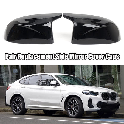 Horn Style Black Side Mirror Cover Caps for BMW X3 G01 X4 G02 (2018–Present)