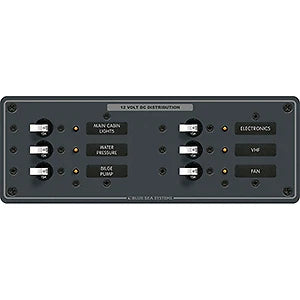 DC 6 Position Toggle Circuit Breaker Panel for Blue Sea 8096 (White Switches)