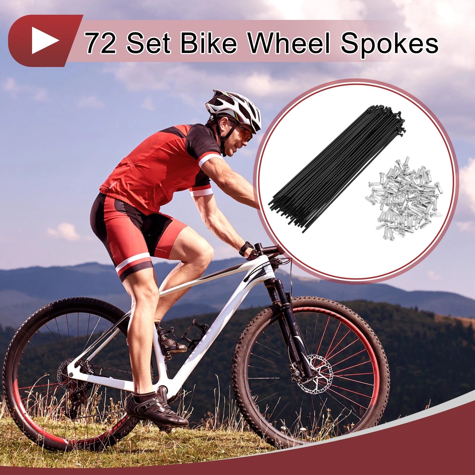 Bike Wheel Spokes 148mm Replacement for 14G Bicycle Spokes Set (72-Pack)
