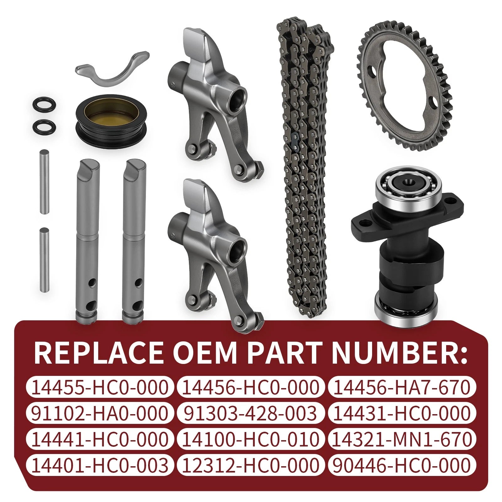 Camshaft Rocker Arm & Cam Chain Gear Sprocket Kit for Honda TRX300EX (1993–2008)
