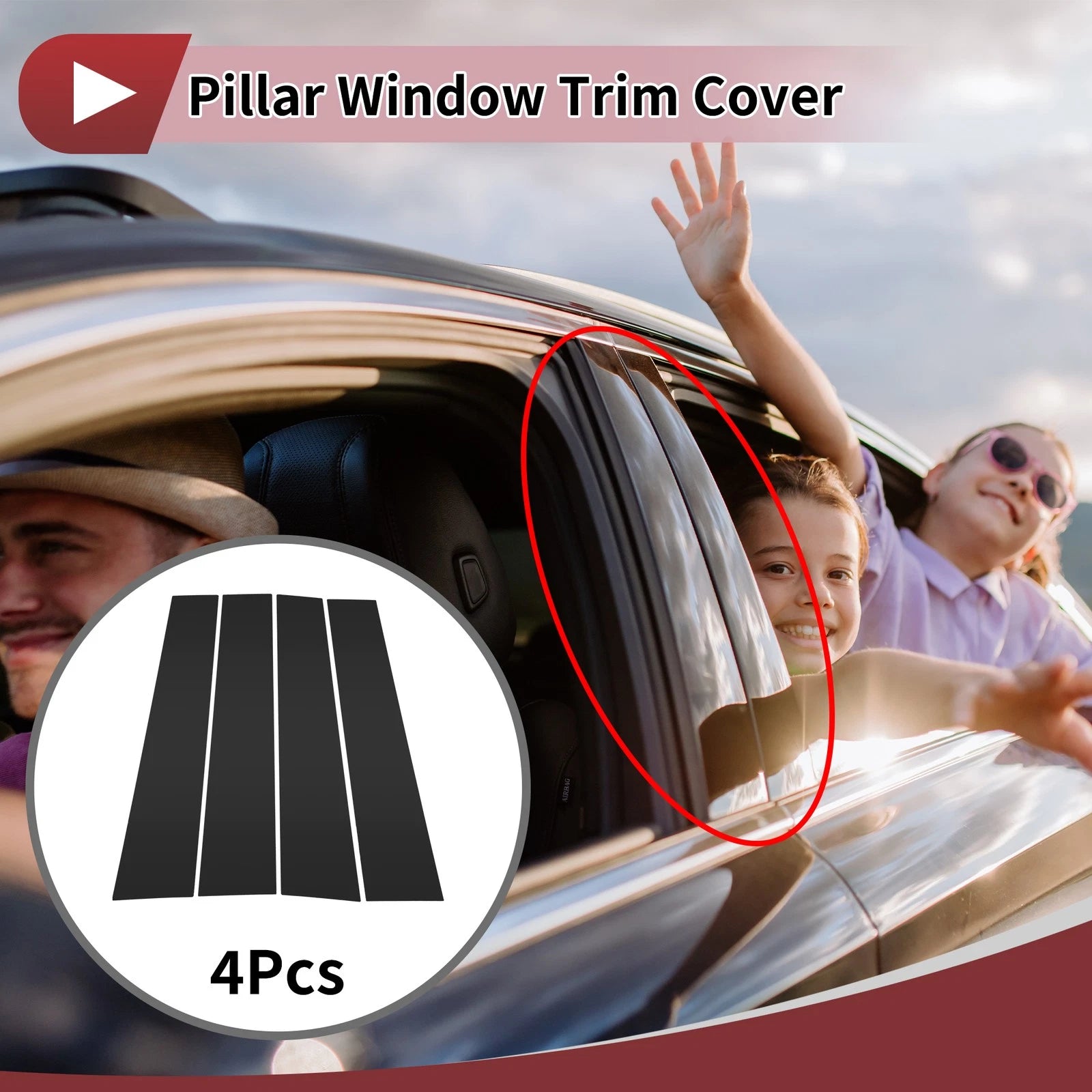 Door Pillar Window Trim Front Left Right for Mazda BT50 (2010–2015) Black 4 Pcs