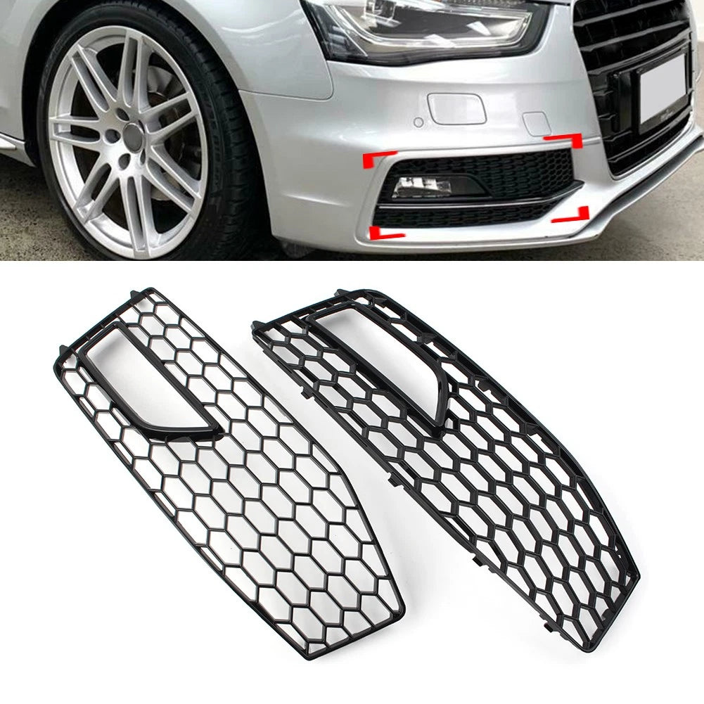2X Honeycomb Front Bumper Grille Cover for Audi A4 B8.5 S4 RS4 (2013–2015)