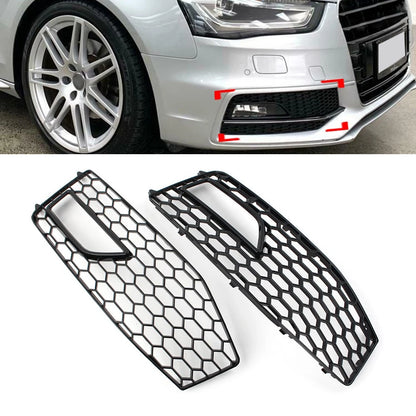 2X Honeycomb Front Bumper Grille Cover for Audi A4 B8.5 S4 RS4 (2013–2015)