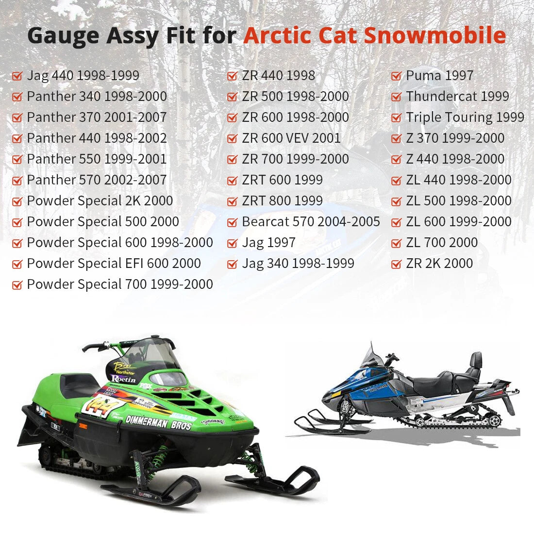 Fuel Tank Gas Cap with Gauge for Arctic Cat Snowmobile (Bearcat, Jag, Panther)