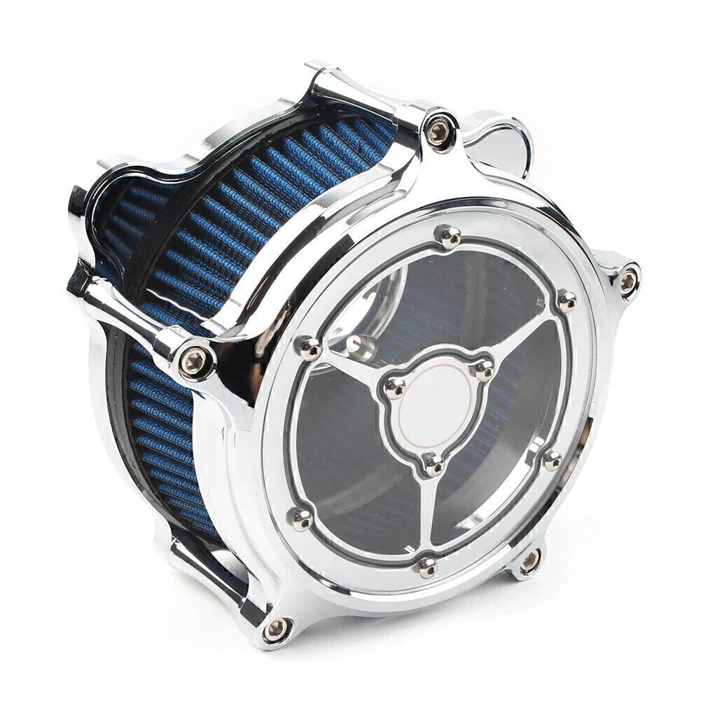 Air Cleaner Intake Filter for Harley Dyna Softail Touring Glide (Chrome)