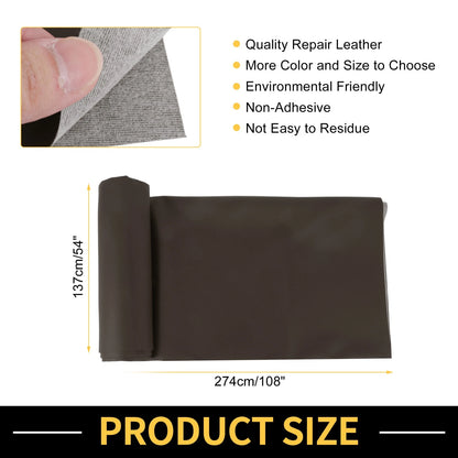 Leather Repair Patch for Car Seat Sofa Trim (108" x 54", Brown)