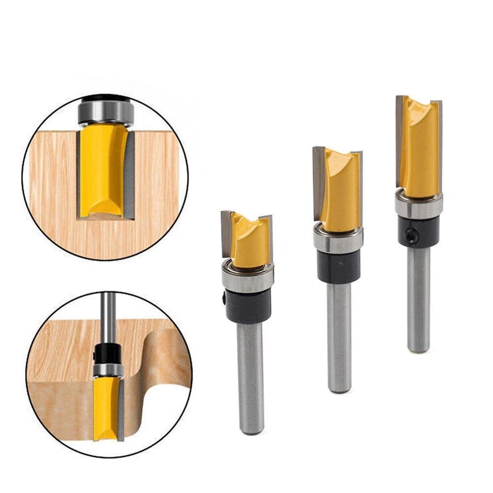 3PCS 1/4" Shank Flush Trim Router Bit Set for Woodworking