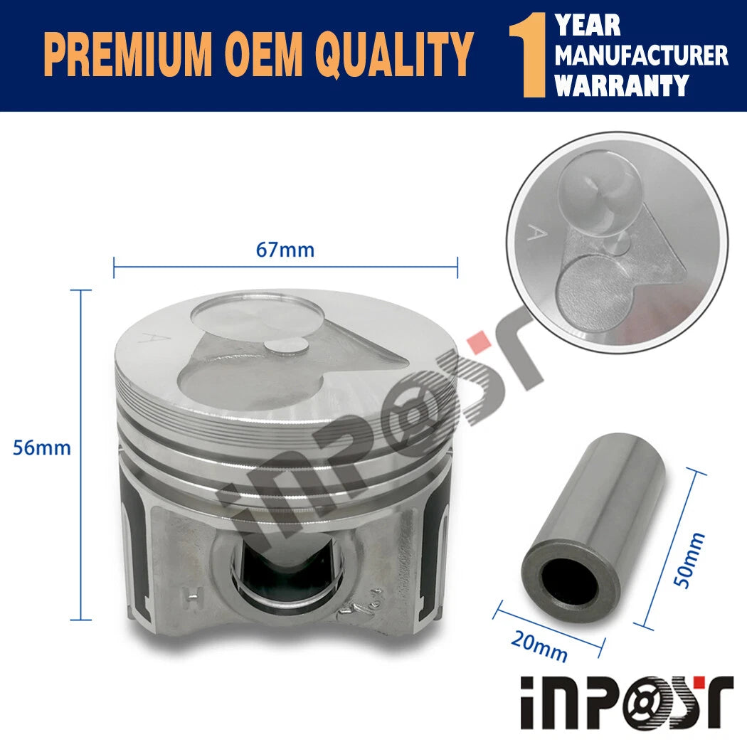 3X STD Piston Set 67mm for Kubota D782 (Part Numbers: STD)