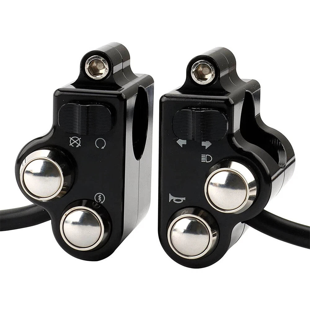 1 Pair 22mm Universal CNC Motorcycle Handlebar Switch Control with Harness