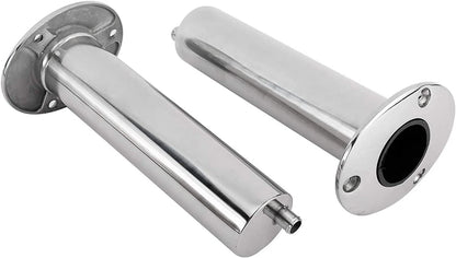 2X Stainless Steel 316 Deluxe Rod Holders with Drain Flush Mount 90 Degree