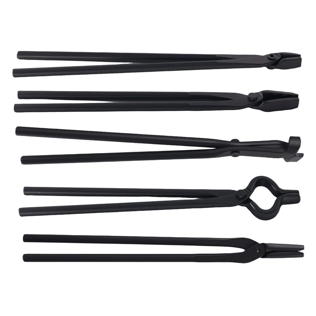 5 Piece Carbon Steel Tongs Set for Blacksmithing Tools