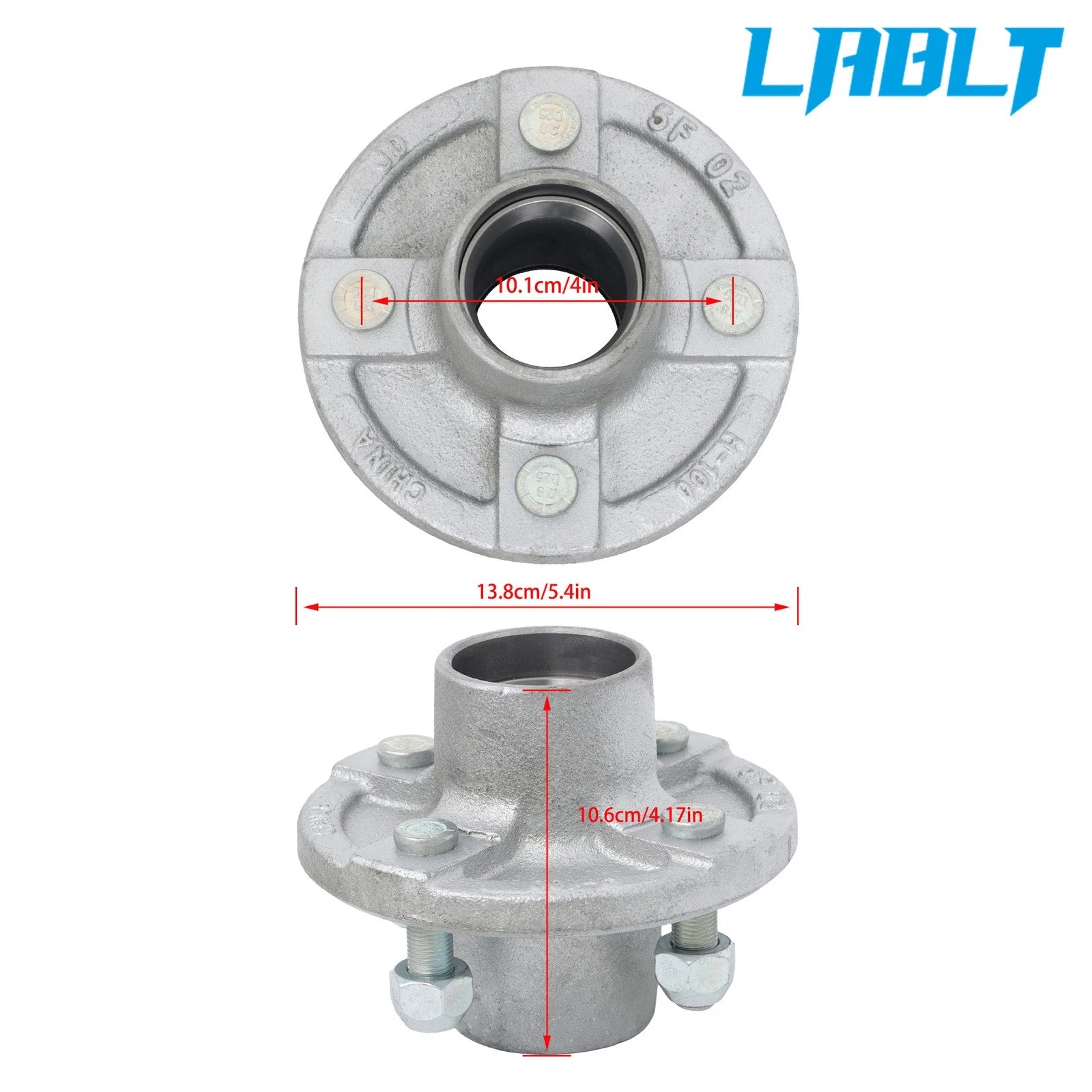 4" Galvanized Trailer Hub Kit for 2000 lbs 1" Spindle & Bearings (2000–2023)