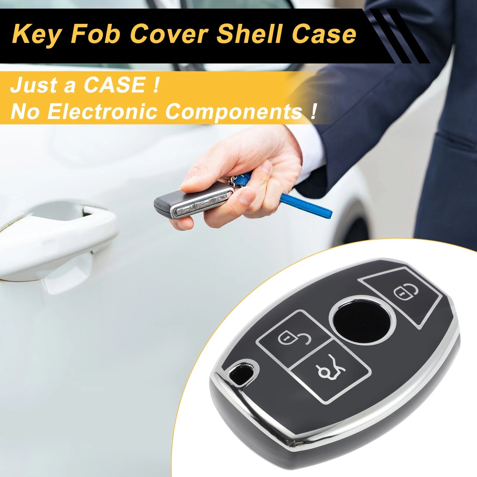 Car Key Case Replacement for Mercedes-Benz A B C E G K M R S V W X (3 Buttons)