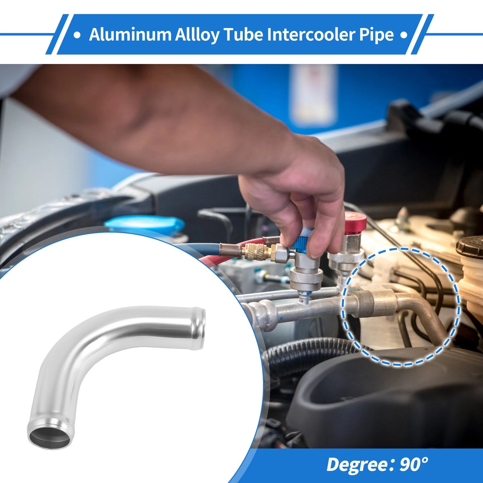 90° Intercooler Pipe for - 1.26" OD, 4" Length, Silver