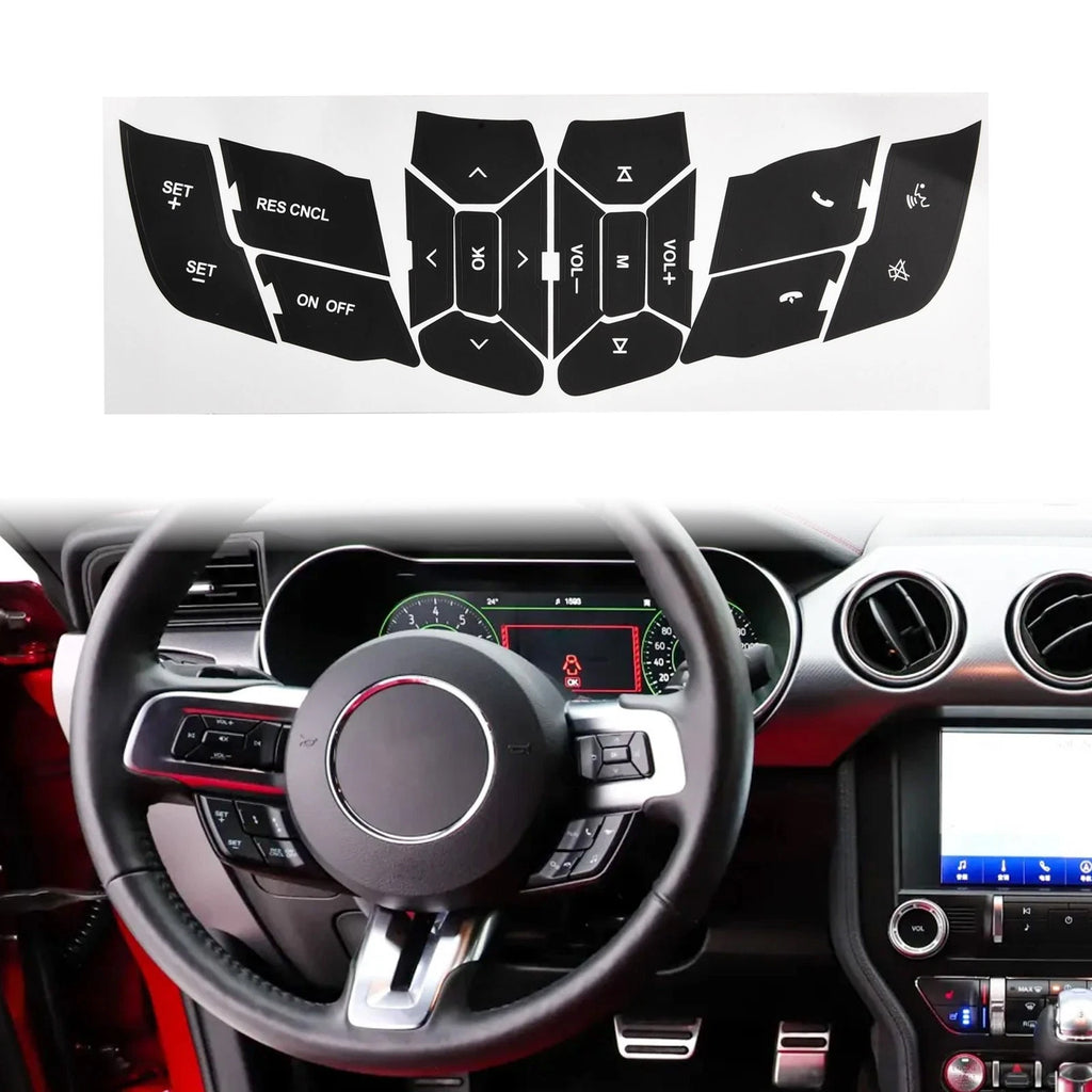 Sleek Black Vinyl Button Stickers for Ford Mustang (2015–2018)