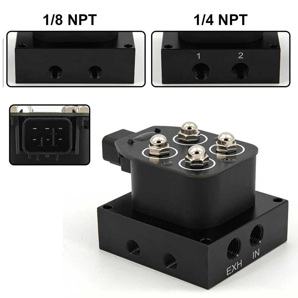 12V Solenoid Valve Air Suspension Manifold Valve w/ Remote Control Kit 0-200PSI
