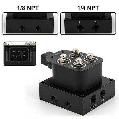 12V Solenoid Valve Air Suspension Manifold Valve w/ Remote Control Kit 0-200PSI