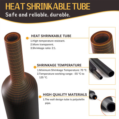 870 Pcs Heat Shrink Tubing Sleeve Assortment Kit 2:1