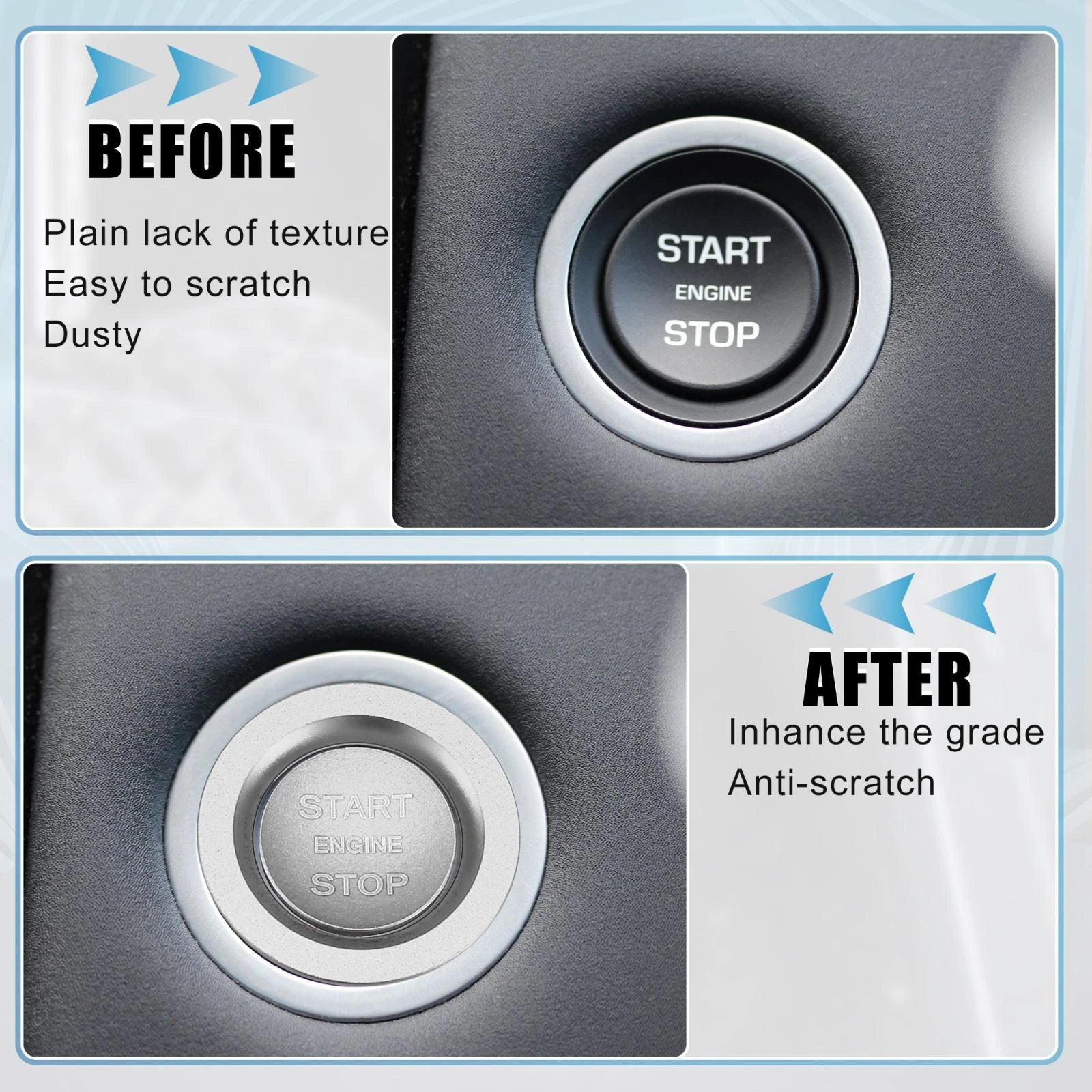 Start Stop Button Cover Kit for Range Rover (2013–2022) Silver Tone