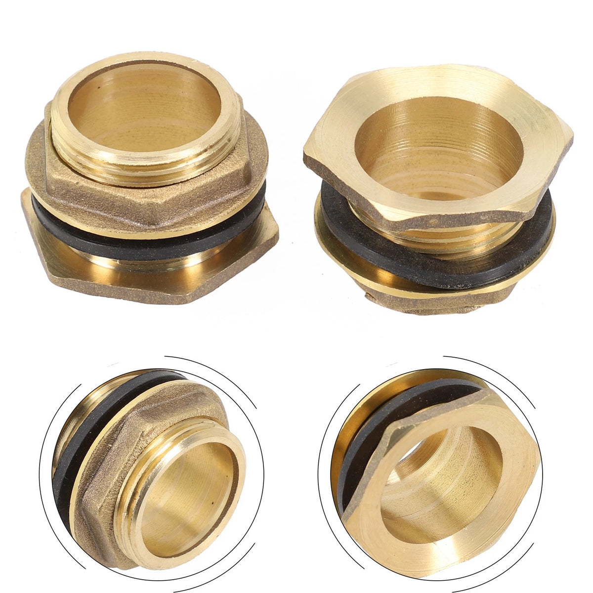 2X Brass Water Tank Connector for Rain Buckets (No Specific Years)