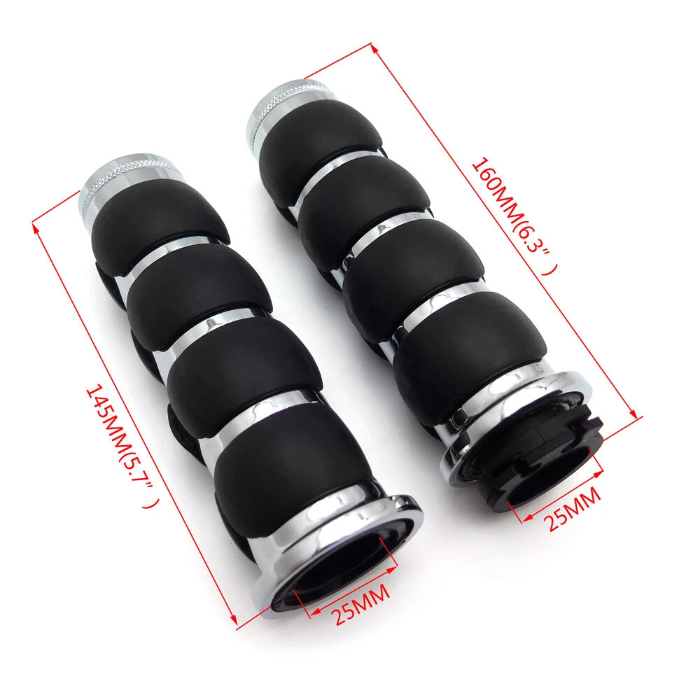 Chrome 1" 25mm Rubber Hand Grip for Harley Davidson FXDWG (1993–2017)