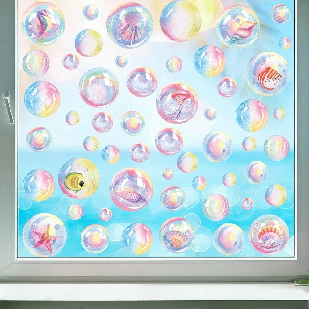 Static Clings for Marine Life Theme Decorative Decals for Home