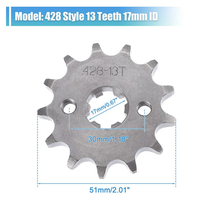 Front Engine Sprocket Set 13T 428 Style for Dirt Pit Bike ATV (17mm)