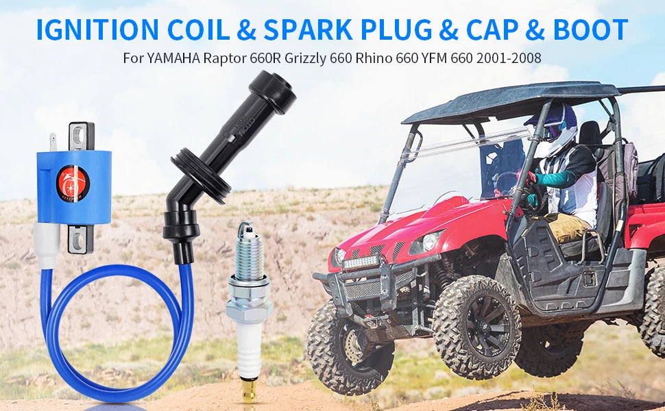 Ignition Coil Spark Plug Cap for Yamaha Raptor 660R (2002–2004)