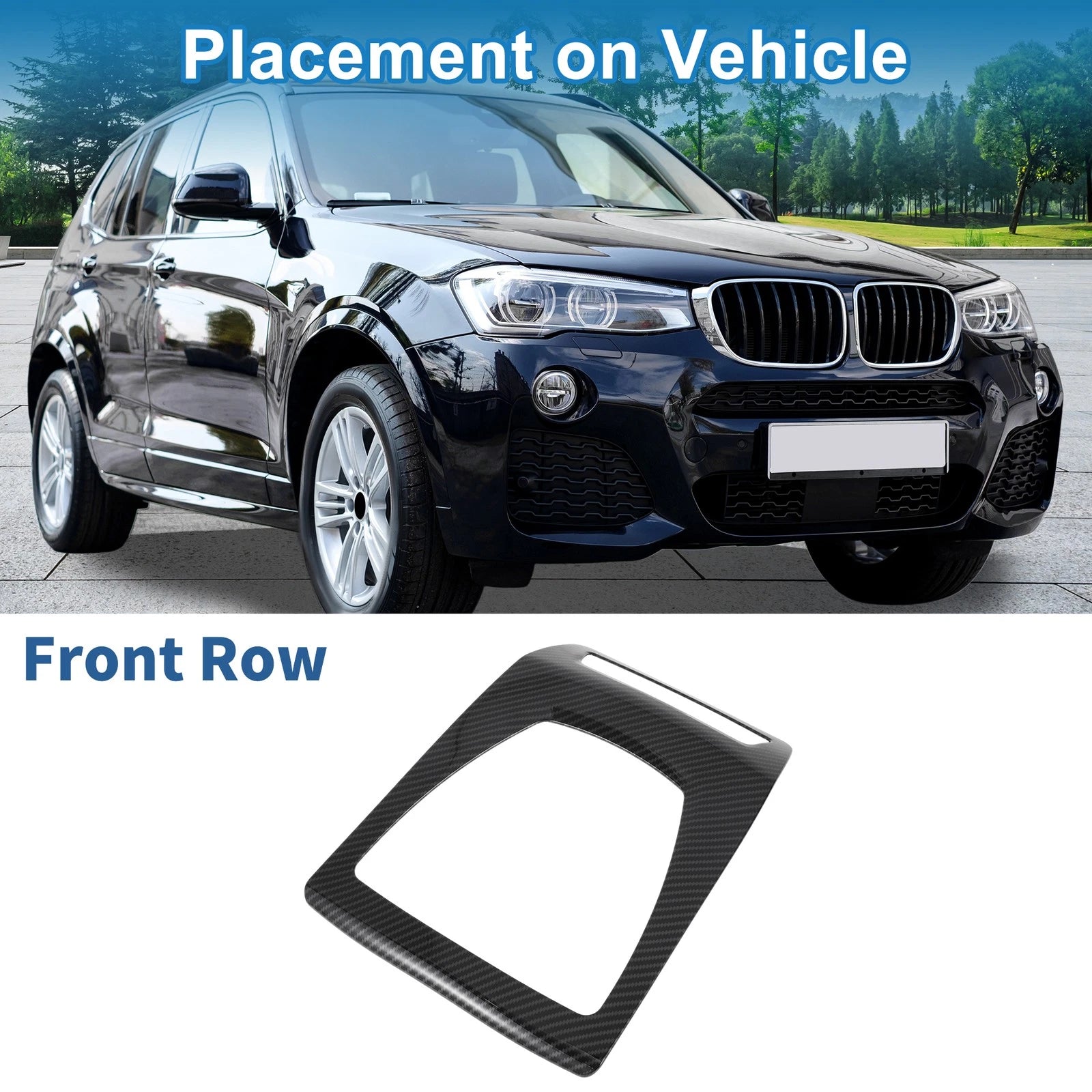 Front Headlight Trim Bezel for BMW X3 (2014–2017) Carbon Fiber Black