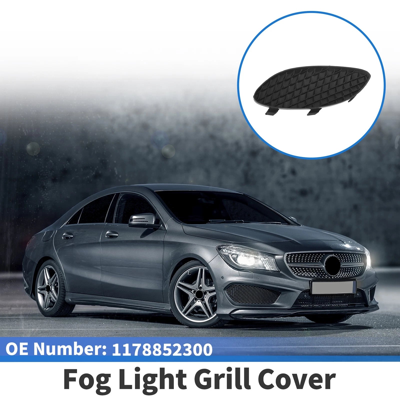 Car Front Left Fog Light Grill Replacement for Mercedes-Benz CLA250 (2014–2019)