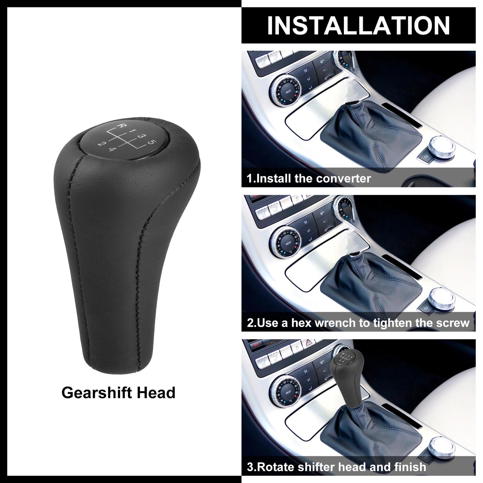 Gear Shift Knob Head Replacement for BMW M5 M3 M6 E36 E46 E21 E30 (Black)